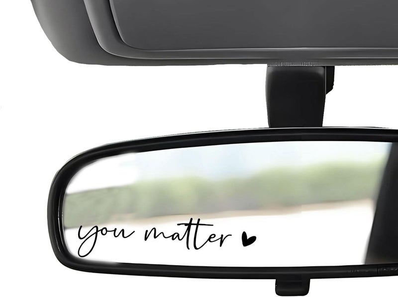 WCDHOR 2 x You Matter Rearview Mirror Decal Water Bottle Stickers Affirmation Reminder Sticker Laptop Bumper Sticker Tumbler Vinyl Sticker Car Mirror Decal New Car Decor (You Matter, Black) - Image 1